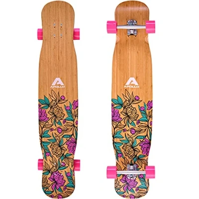Immagine di Apollo Dancer Longboard, 116,84 x 24,13 cm, Cuscinetti a Sfera ABEC 9, Skateboard Ragazza, Professionale o Principiante, Adulto per Trick di Ogni Tipo, Longboard Cruiser