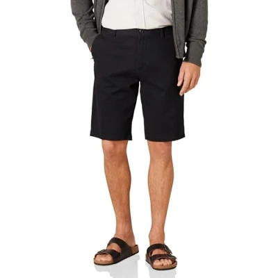 Immagine di Amazon Essentials Pantaloncini Chino Elasticizzati Comodi Senza Pinces 28 cm Slim Uomo, Nero, 30W