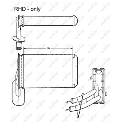 Immagine di NRF 58623 Radiatore Riscaldamento con materiale di montaggio VOLKSWAGEN: GOLF 4, 3, Lupo / 3L, AUDI: A3 Hatchback