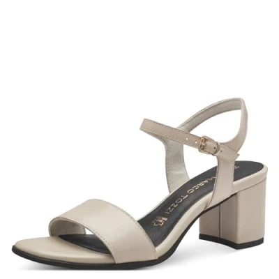Immagine di MARCO TOZZI Sandali Donna con Tacco Cinturino Regolabile in Pelle, Beige (Cream), 39 EU