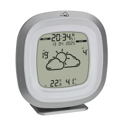 Immagine di TFA Dostmann Stazione Meteo WiFi TFA.me ID 03, 35.8101, Previsioni Professionali di Wetter.com 4 Giorni, Temperatura e Umidità interna, Portale Online, Funzione Avviso, Argento