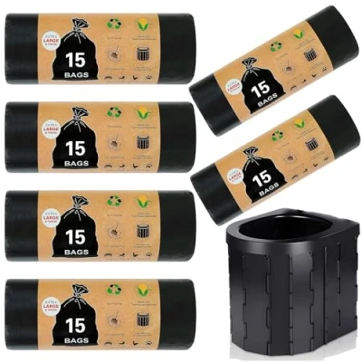 Immagine di POWZOO 90 Pezzi Sacchetti Igienici da Campeggio,30 l per WC,Sacchetti Portatili,Sacchi Spazzatura,Sacchetti Spazzatura Nero,per la Spazzatura,da Campeggio,Bagno,Cucina