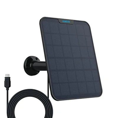 Immagine di [Versione Aggiornata 2023] Reolink 6W Pannello Solare (Nero) per Telecamera a Batteria da Esterno Senza Fili, Alimentazione Continua, Impermeabile, Montaggio Regolabile 360(Cavo 4 Metri)