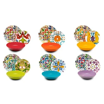 Immagine di Excelsa Lisbona Servizio Piatti 18 Pezzi, Porcellana e Ceramica, Multicolore