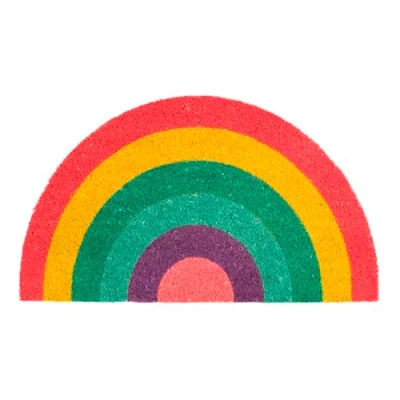 Immagine di Fisura zerbino d&#039;ingresso con forma. Originale in cocco base antiscivolo PVC. Misure: 70 x 40 cm. (Arcobaleno, multicolore)