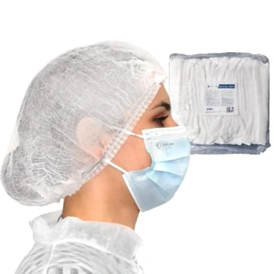 Immagine di OneProtek 100 Cuffie monouso TNT per capelli Bianco Cuffia modello Plissè Copricapo usa e getta non tessuto traspirante