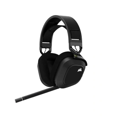 Immagine di CORSAIR HS80 RGB WIRELESS Cuffie da Gioco Multipiattaforma Dolby Atmos Microfono Omnidirezionale Compatibile con iCUE PC, Mac, PS5, PS4 Carbonio