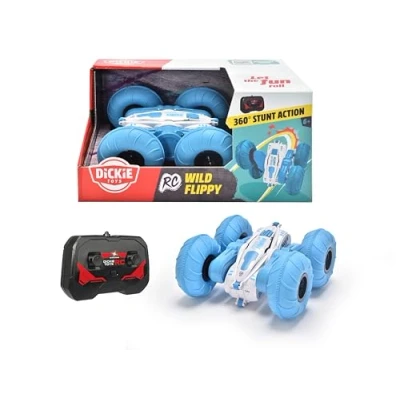 Immagine di Dickie Toys RC auto Wild Flippy (blu) telecomandata con rotazione e funzione flip (fino a 8 kmh), giocattolo per bambini dai 6 anni in su, 201103003