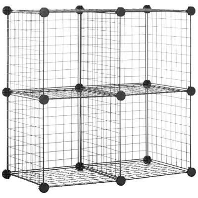 Immagine di Amazon Basics Scaffalatura in filo, 4 cubi, Nero, 37 cm X 77 X77 (PxLxH)