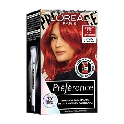 Immagine di L&#039;Oréal Paris colori intensi e duraturi per capelli, fino a 8 settimane, capelli lucidi intensi, Préférence Vivid Colors, colore: 8.624 BRIGHT RED