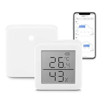 Immagine di SwitchBot Termometro igrometro interno e hub mini, digitale Bluetooth termoigrometro con app, punto di rugiada/VPD/sensore umidità assoluto, monitor per temperatura interna