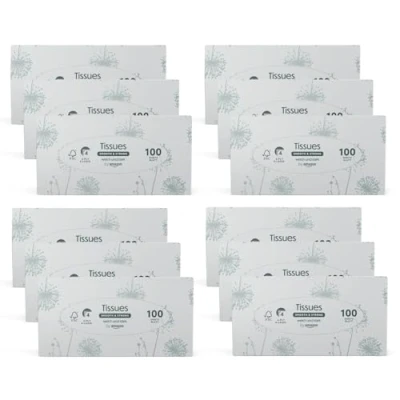 Immagine di by Amazon Fazzoletti a 4 strati 1200 unità, 12 confezioni da 100