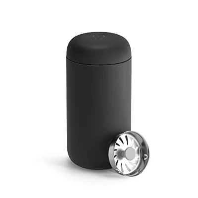 Immagine di Fellow Carter Move tazza da viaggio con isolamento sottovuoto in acciaio inox per caffè e tè, interno ceramica paraspruzzi, colore: nero opaco, 340 ml