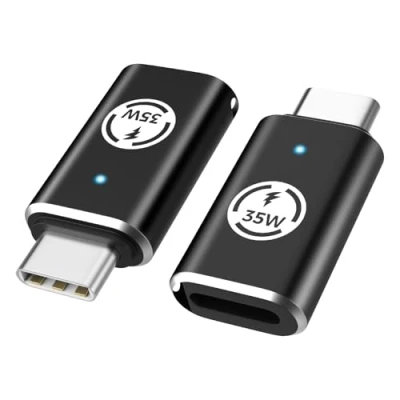 Immagine di MoKo Adattatore USB C Maschio a Lightning Femmina 2PZ, Connettore Femmina, Convertitore per iPhone 15/15 Pro/15 Pro Max/15 Plus, iPad Pro/Air, NON Audio/OTG, Nero 35W