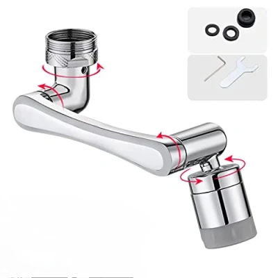 Immagine di YRAKOZIN Rubinetto Rotante 1440 Gradi, 1080 Multifunzionale Girevole Prolunga Bagno Cucina, Areatore x Rubinetti con Due Metodi Di Uscita Dell&#039;Acqua Argento