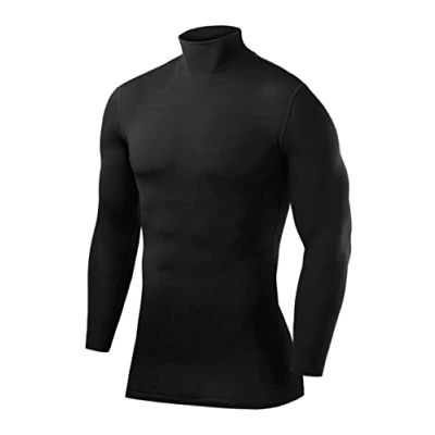 Immagine di PowerLayer Maglia Termica Uomo a Manica Lunga Compressione per Calcio e Sport Strato Base Maniche Lunghe Allenamento Corsa Ciclismo Nero, X Large