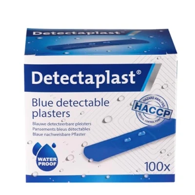 Immagine di Cerotti detectabili color blu Detectaplast Universal, impermeabili e resistenti allo sporco, alimentari, cucina, catering ristorazione, 19 x 72 mm, 100 pezzi