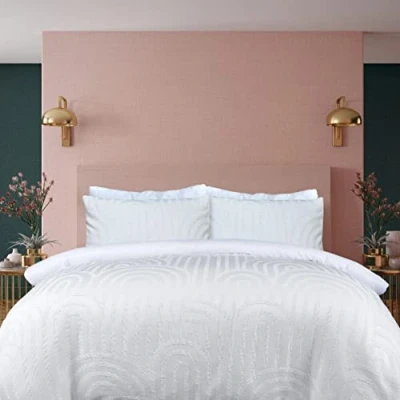 Immagine di Sleepdown Set di biancheria da letto con copripiumino e federe trapuntate arco, motivo geometrico, morbido, facile pulire, matrimoniale (200 cm x 200 cm), 5.05624E+12