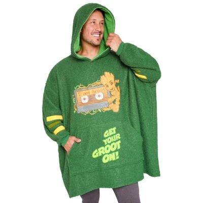 Immagine di Marvel Felpa Uomo con Cappuccio Coperta Oversize di Pile Felpe Giganti Gadget Regalo (Verde Groot)