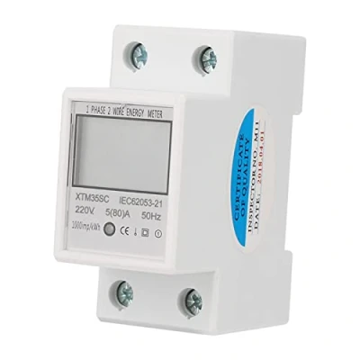 Immagine di contatore elettrico digitale, multitester da guida DIN 2P monofase 2P, elettronico KWh 220V 5 (80) A