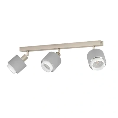 Immagine di Eglo lampada da soffitto Bellizzi, con 3 faretti, faretti regolabili, tessuto grigio e bianco, attacco E14