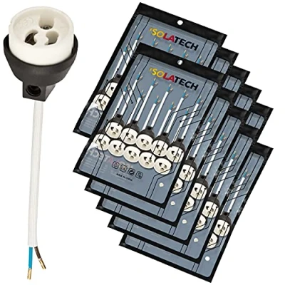 Immagine di ISOLATECH GU10 prese ceramiche ignifughe con manicotti in rame crimpati VDE RoHS 230 250 Volt 2A max.100W 0,75mm 2 cavi LED alogeni per casa cucina bagno (qui: 100 pezzo)