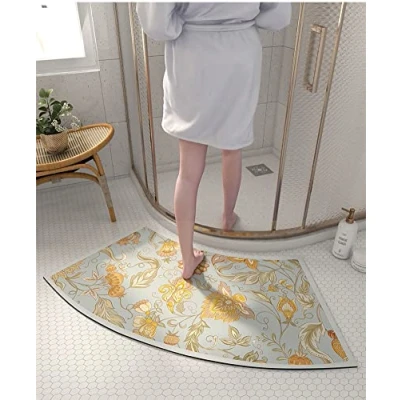 Immagine di MOTT 50 tappetino da doccia curvo per box a quadrante, assorbente diatomea fango ad asciugatura rapida, bagno antiscivolo, semicircolare docce rotonde, 40 x