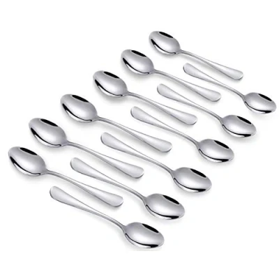 Immagine di Q&amp;A Demitasse Cucchiaini da Caffè, 10,4 cm in Acciaio INOX Mini Set 12 (Argento)