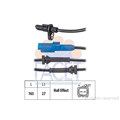 Immagine di FACET 21.0170 Sensore ABS Made in Italy OE Equivalent 765mm PEUGEOT: 207 Hatchback, Sedan, 208 I CITROËN: C3 III, C4 II Cactus