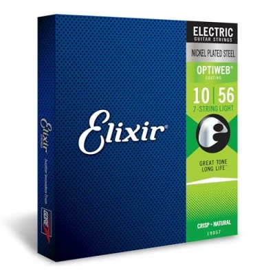 Immagine di corde per chitarra elettrica a 7 Elixir® Strings con rivestimento OPTIWEB®, Light (.010 .056)