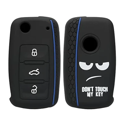 Immagine di kwmobile Custodia Coprichiave Compatibile con VW Skoda Seat 3 tasti Cover Copritelecomando Chiave Auto Copri Chiavi Macchina Don&#039;t touch my Key