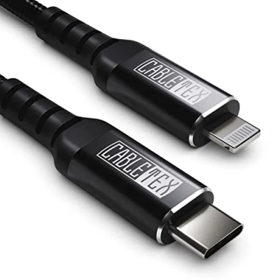 Immagine di CABLETEX cavo da USB C a Lightning, 200 cm, di ricarica in nylon intrecciato per iPhone 8 e successivi, certificazione MFi, Pro/max/X/XS/XR/XS Max/8/8 Plus iPhone, iPod, iPad Airpods