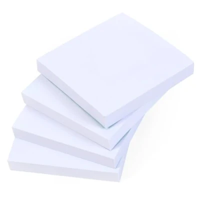 Immagine di Evergreen Goods 4 blocchetti di foglietti adesivi bianchi, 100 fogli per blocco (76 x 76 mm), design pulito e minimalista appunti in ufficio, studio promemoria organizzati