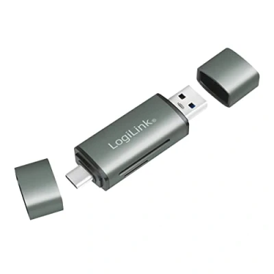 Immagine di LogiLink CR0043 Lettore di schede USB 3.2 (Gen1) per SD e microSD in alloggiamento alluminio, memoria fino A 2 TB, connessione tramite o C