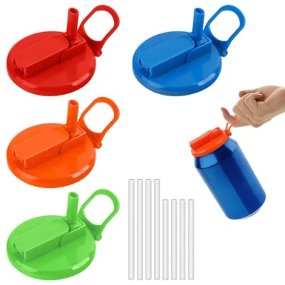Immagine di Gxhong Colorato Cannuccia per Coperchio Lattine 4Pcs, Coperchi Riutilizzabili, in Silicone a Prova di Perdite Soda e Cola