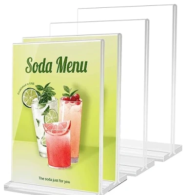 Immagine di Espositore A4 4 Pz Espositori da Tavolo in Acrilico Trasparente Porta Menu Fogli Scrivania Supporto per A4,Menu,Poster,Ristoranti,Hotel,Ufficio