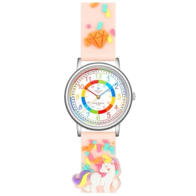 Immagine di Alienwork Unicorno Ragazza Orologio di Apprendimento bambini Ragazze Argento Pink Multicolore Impermeabile 5 ATM Tempo