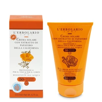 Immagine di L&#039;Erbolario Crema Solare Viso e Corpo SPF 50+, Protezione Alta, Resistente all&#039;Acqua, Ideale per i Primi Giorni dell’Esposizione Bambini, Formato 125 ml