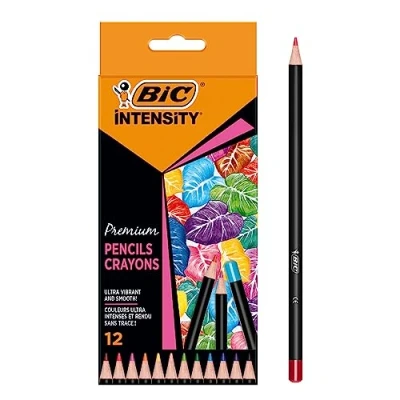 Immagine di BIC Intensity, Matite Colorate per Adulti, Fusto Tondo, Colori Brillanti e Intensi, 12 Unità