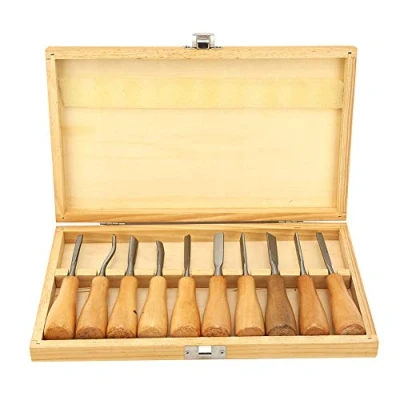 Immagine di Fafeicy 10 Pezzi Set di Strumenti per Intaglio del Legno, Scalpelli Coltello da con Manico in Utensile La Lavorazione Principianti e Professionisti