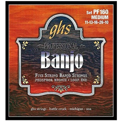 Immagine di GHS™ Strings »PHOSPHOR Bronze PF160 5 STRING BANJO« Corde per Banjo Phosphor Loop End Medium: 11 13 16 26 10