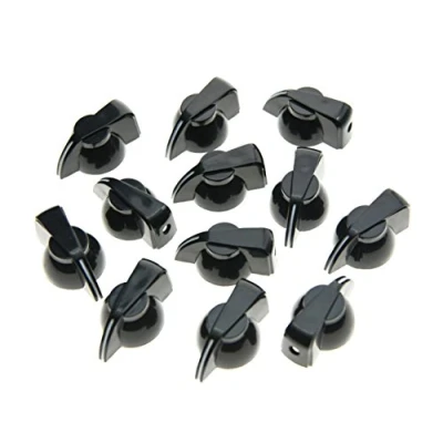 Immagine di Dopro Confezione da 12 manopole piatte per chitarra con testa di pollo, effetto AMP, colore: nero