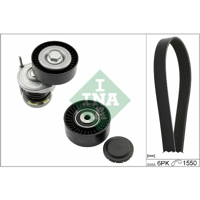 Immagine di INA 529 0586 10 Kit cinghie Poly V Controllare corsa libera generatore ed ev. sostituire VOLKSWAGEN: Multivan 5 (7HM, Transporter 6,