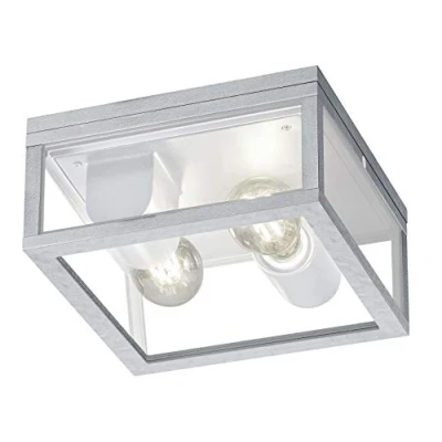 Immagine di Trio Leuchten Garonne 601860286 Lampada da soffitto per esterni, in alluminio pressofuso color zinco, 2 x E27