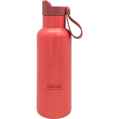 Immagine di NERTHUS FIH 1262 Bottiglia Sport CLICK &amp; DRINK! a Doppia Parete da 500 ml con Tappo Scatto, Idratazione e Stile in un Design Premium Corallo