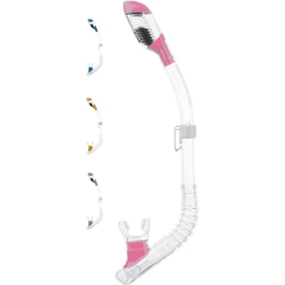 Immagine di Cressi Minidry Tubo Snorkel Dry di ridotte dimensioni per Bambini e Ragazzi, Trasparente/Rosa, Standard