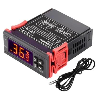 Immagine di Regolatore di temperatura AC 110 V 220 V, termostato digitale universale STC 1000 con sonda del sensore temperatura, display centigrado e Fahrenheit, caldo/freddo