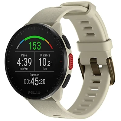 Immagine di Polar Running watch con GPS, Processore ad alta velocità, Pulsanti facili da usare Funzionalità di allenamento e recupero cardiofrequenzimetro Controllo della musica, Bianco, S L, Pacer