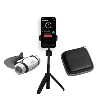 Immagine di Airofit Pro 2.0 Kit per allenare la respirazione con treppiede e custodia rigida, le vie respiratorie, solo 5 10 minuti di allenamento, app Bluetooth
