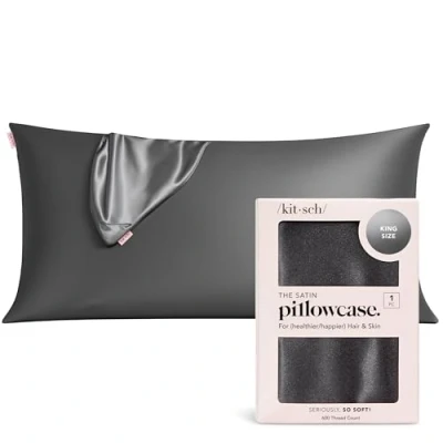 Immagine di Federe Satin Kitsch con Cerniera per Capelli e Pelle, Più Morbide delle in Seta King, Rinfrescanti, Lavabili, Senza Pieghe, King Size 19&quot;x36&quot; (Carbonio).
